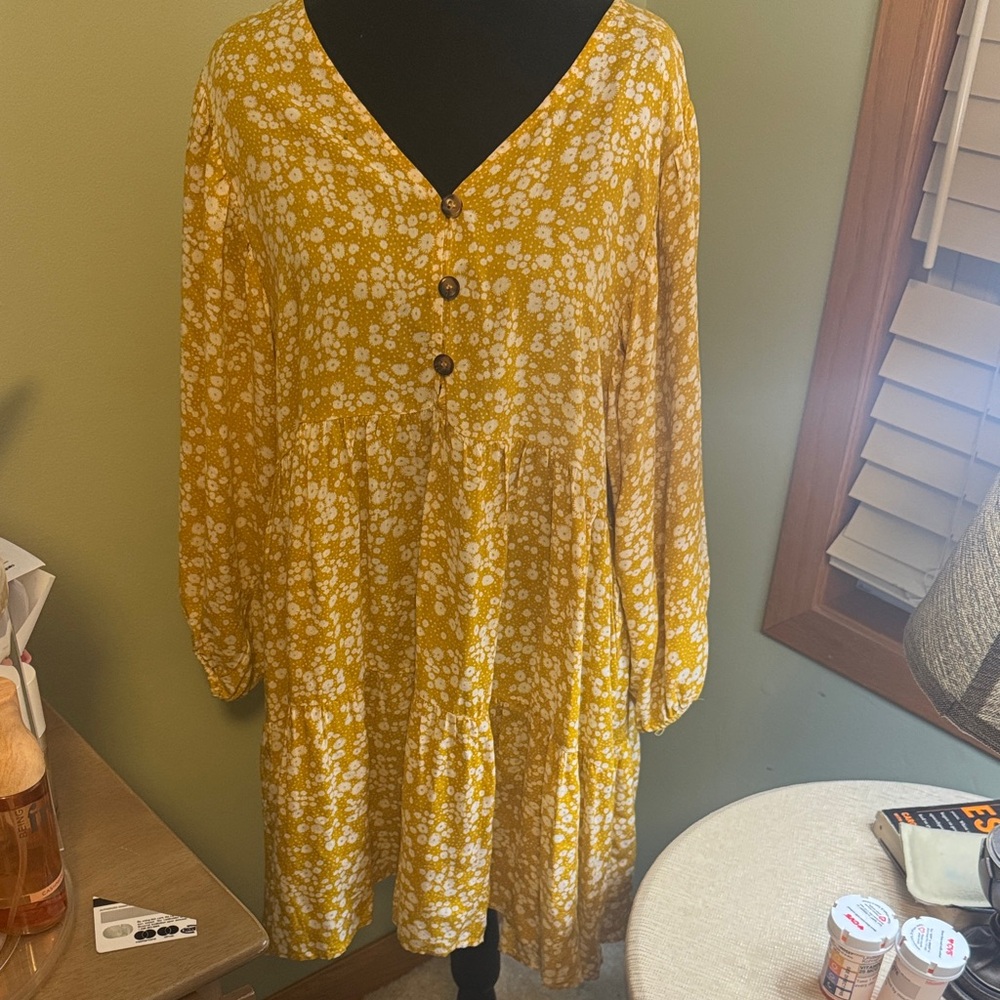 Yellow Floral Midi Dress